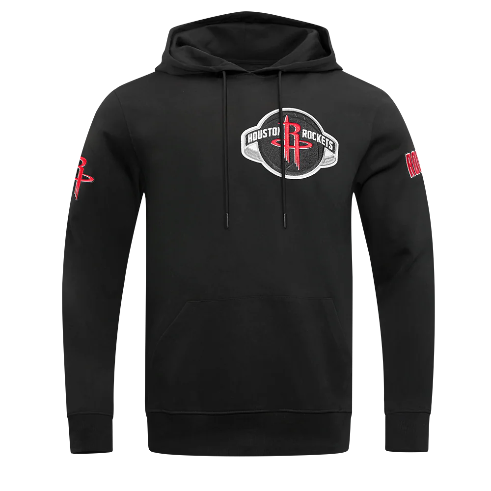 NBA HOUSTON ROCKETS CLASSIC CHENILLE MEN'S PULLOVER HOODIE (BLACK)