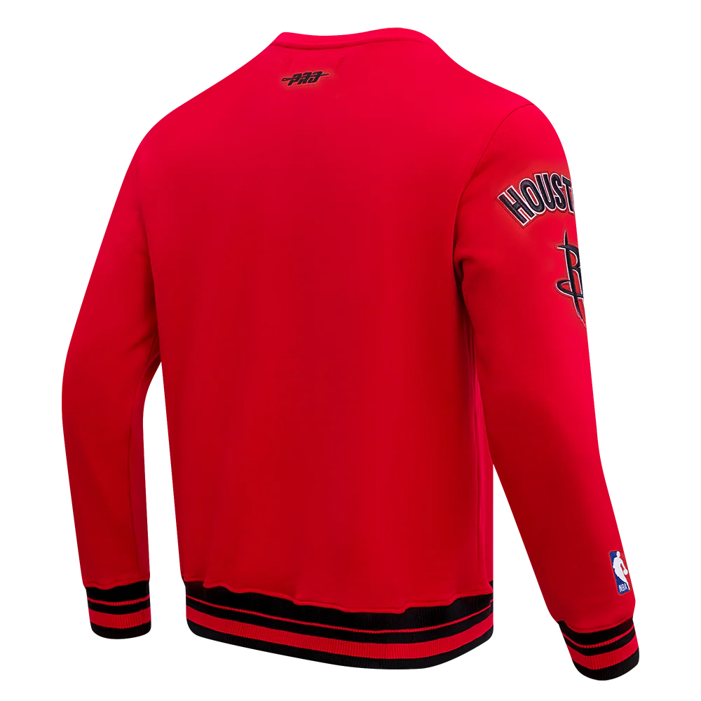 NBA HOUSTON ROCKETS MASHUP MEN'S RIB CREWNECK (RED/BLACK) - Image 4
