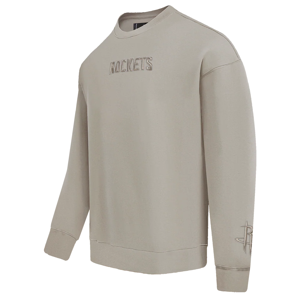 NBA HOUSTON ROCKETS WINGSPAN MEN'S DROP SHOULDER FLEECE CREWNECK (TAUPE) - Image 5