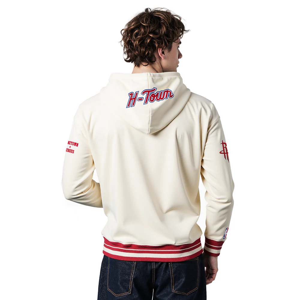 NBA HOUSTON ROCKETS CITY EDITION 25-26 MEN'S RIB FLC PO HOODIE (EGGSHELL/ RED) - Image 2