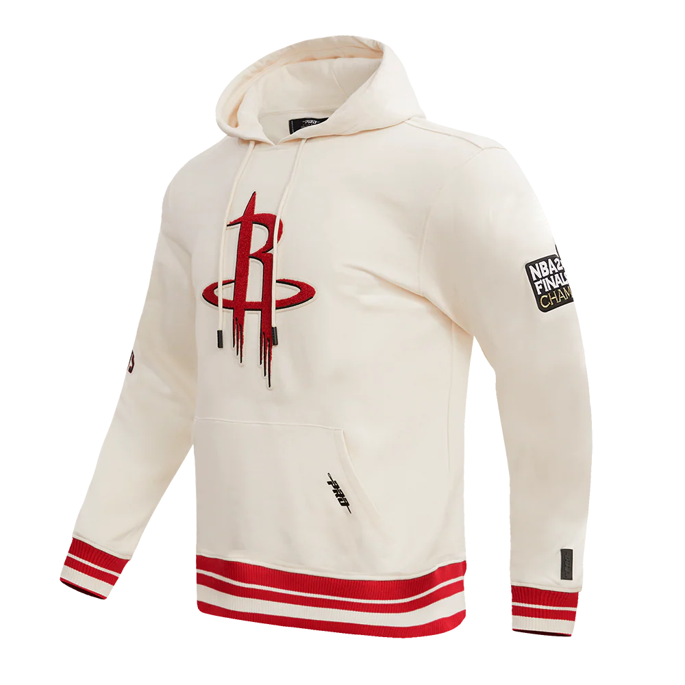NBA HOUSTON ROCKETS RETRO CLASSIC MEN'S PULLOVER HOODIE (EGGSHELL/ RED) - Image 2