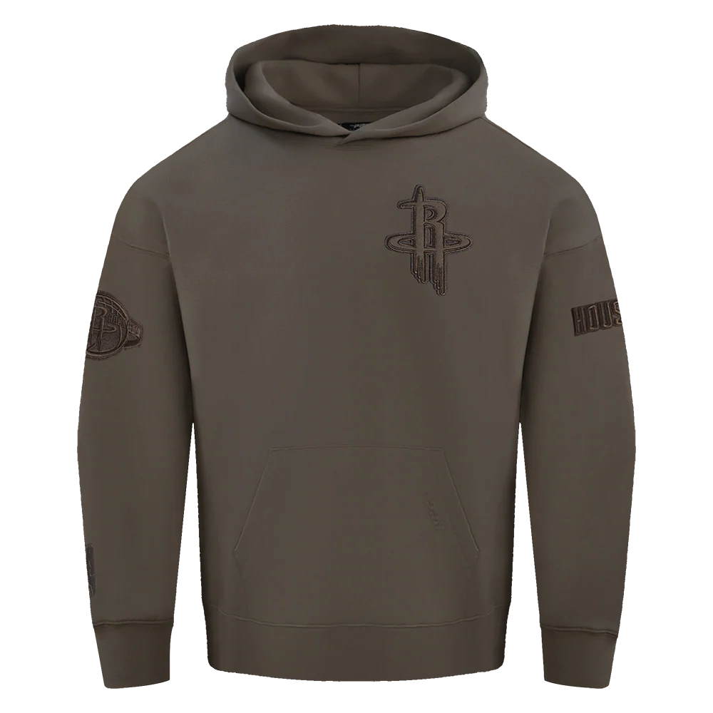NBA HOUSTON ROCKETS NEUTRAL MEN'S DROP SHOULDER PULLOVER HOODIE (DARK TAUPE)