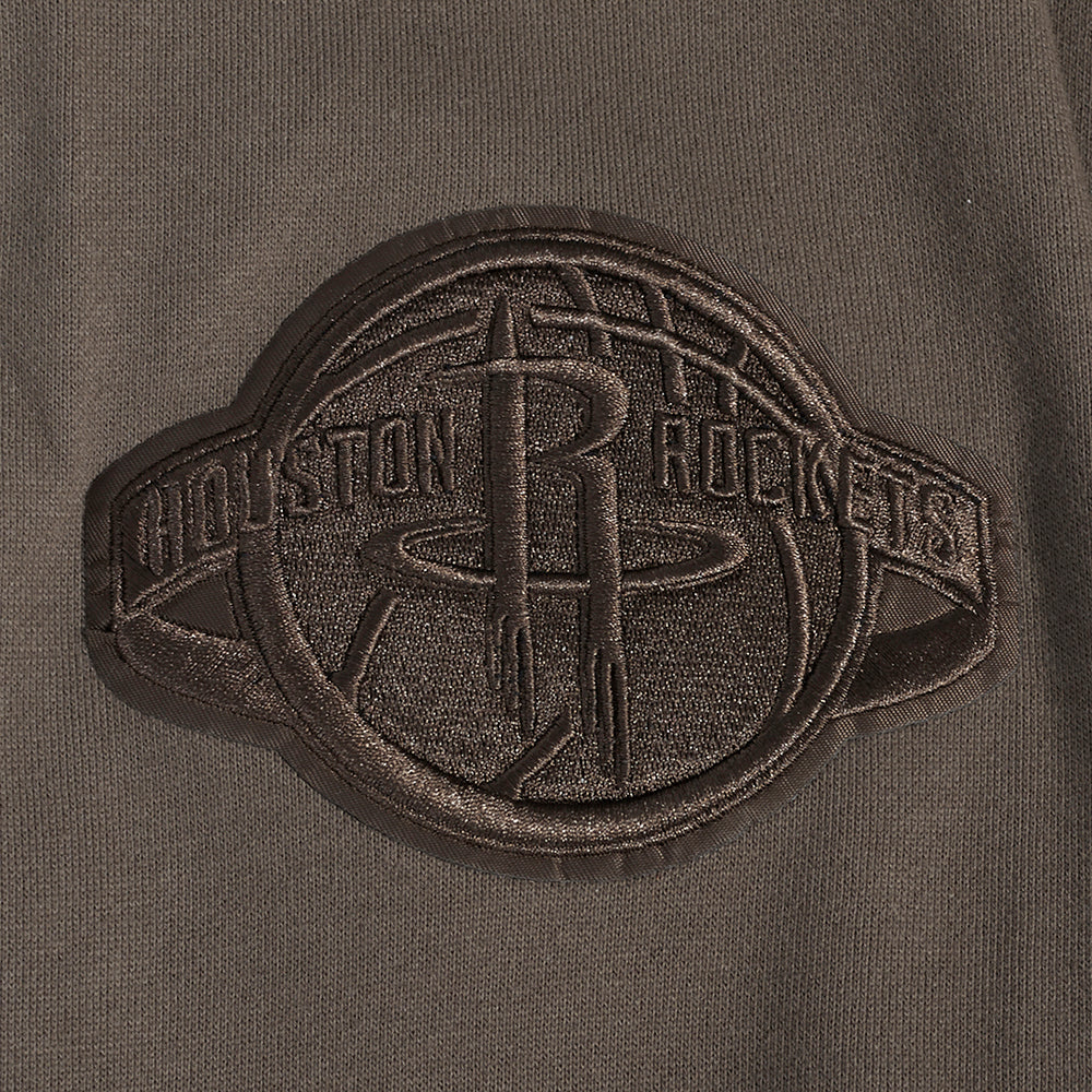NBA HOUSTON ROCKETS NEUTRAL MEN'S DROP SHOULDER PULLOVER HOODIE (DARK TAUPE) - Image 6