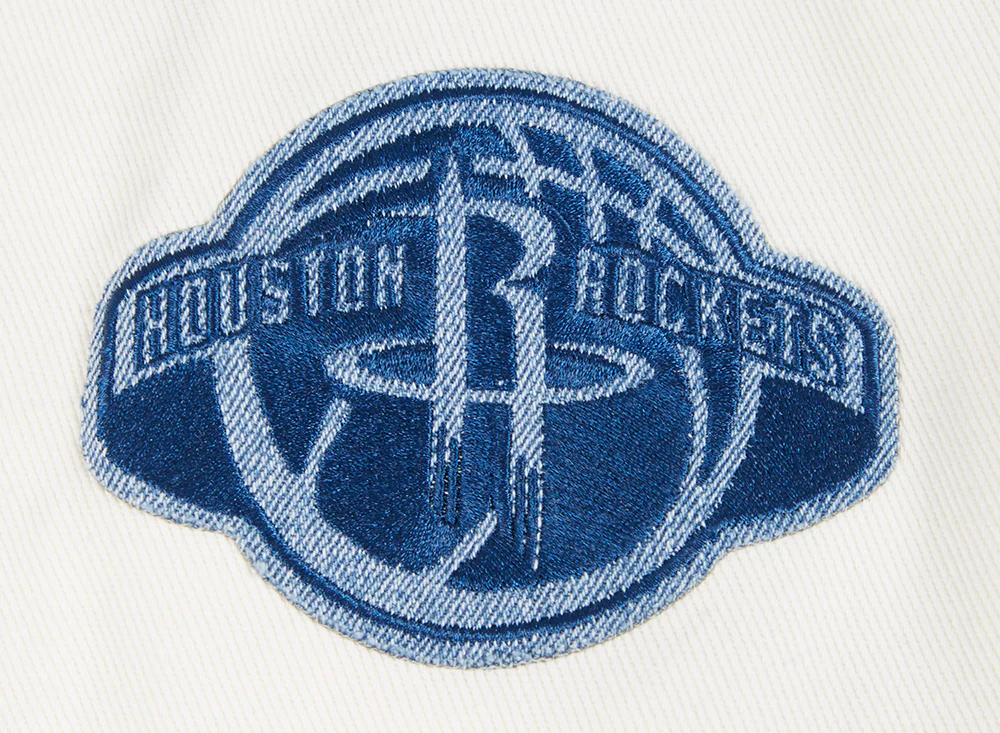 NBA HOUSTON ROCKETS VARSITY BLUES MEN'S DENIM VARSITY JACKET (DENIM/LINEN) - Image 6