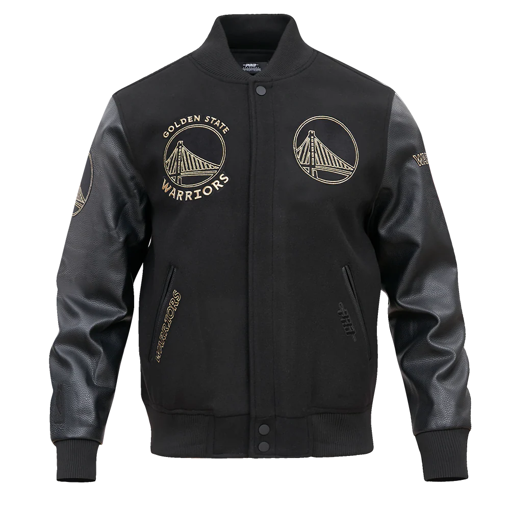 NBA HOUSTON ROCKETS BLACK & GOLD WOOL VARSITY JACKET (JET BLACK)