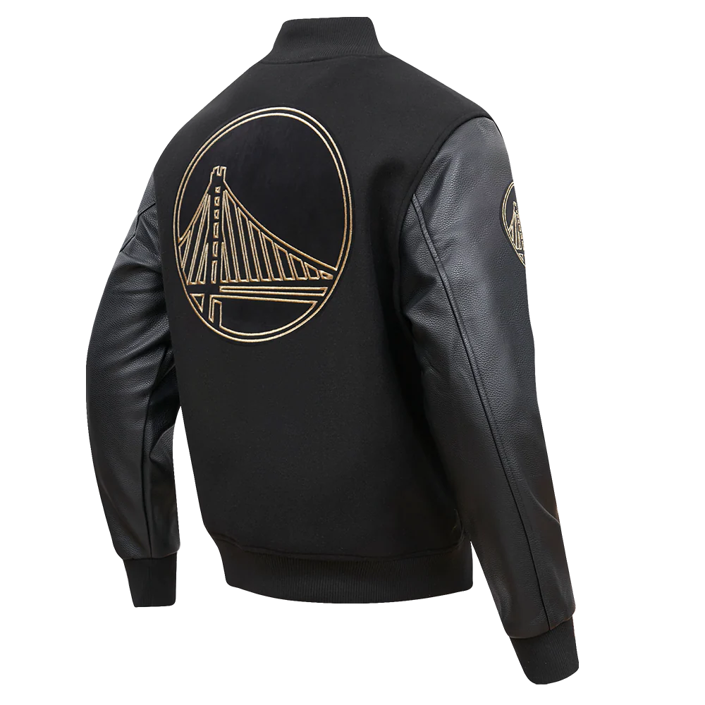 NBA HOUSTON ROCKETS BLACK & GOLD WOOL VARSITY JACKET (JET BLACK) - Image 4
