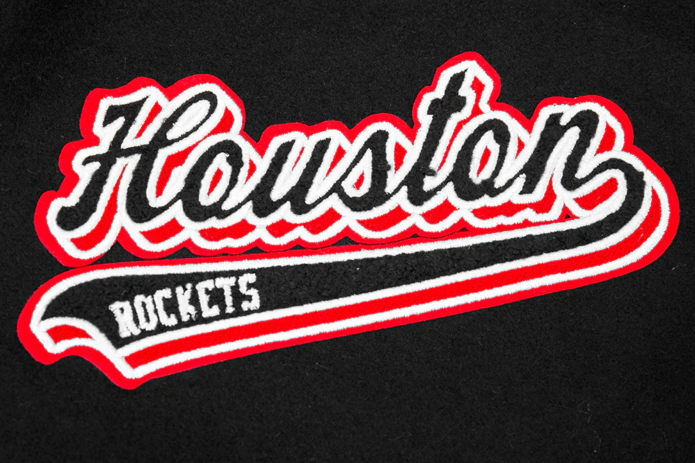 NBA HOUSTON ROCKETS SCRIPT TAIL MEN'S RIB WOOL VARSITY (BLACK/RED/BLACK) - Image 6