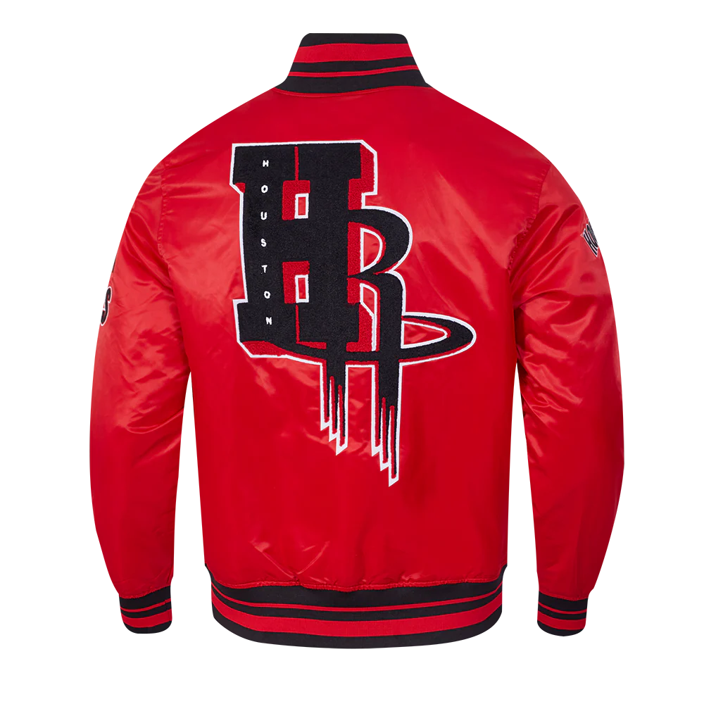 NBA HOUSTON ROCKETS MASHUP MEN'S RIB SATIN JACKET (RED/BLACK) - Image 3