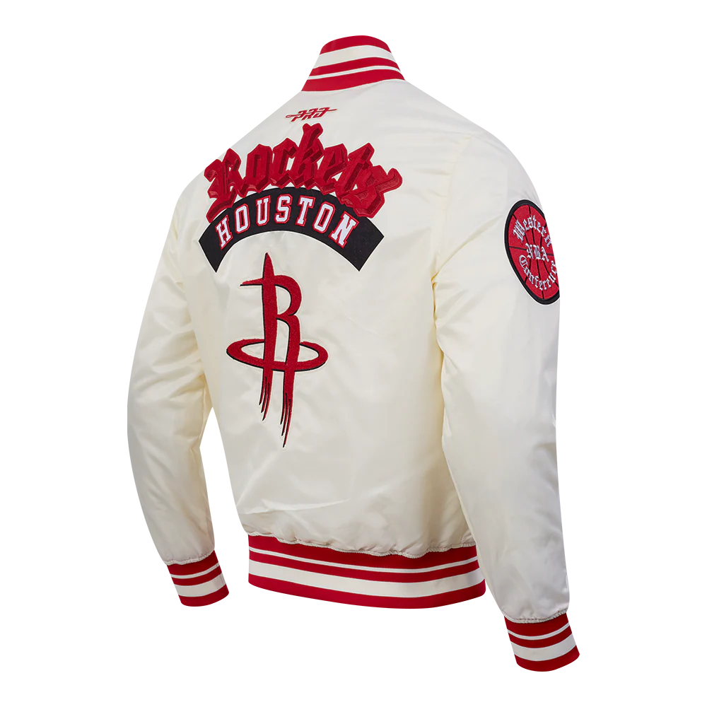 HOUSTON ROCKETS BEST OF MEN'S RIB SATIN JACKET (EGGSHELL/ RED) - Image 6