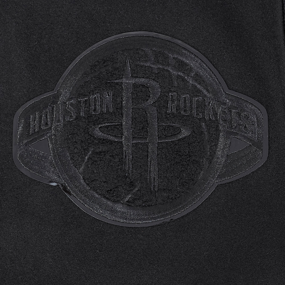 NBA HOUSTON ROCKETS TRIPLE BLACK WOOL MEN'S VARSITY JACKET (TRIPLE BLACK) - Image 5