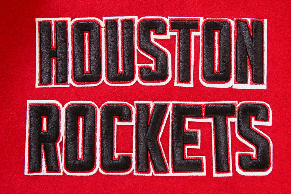 NBA HOUSTON ROCKETS RETRO CLASSIC MEN'S RIB WOOL VARSITY JACKET (RED/BLACK) - Image 6