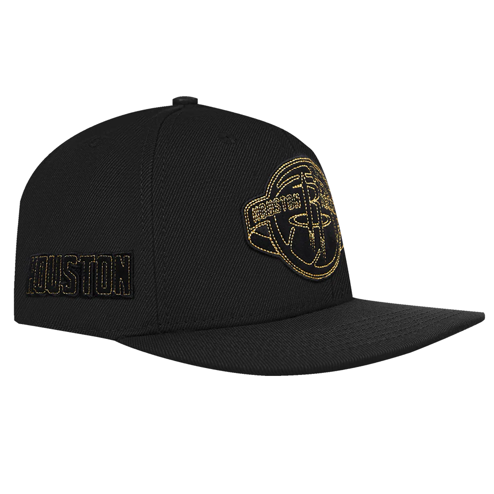 NBA HOUSTON ROCKETS BLACK & GOLD WOOL SNAPBACK HAT (BLACK) - Image 2