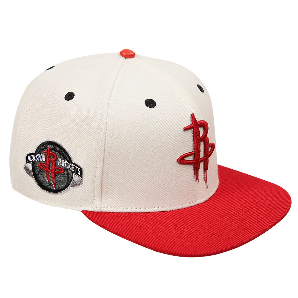 NBA HOUSTON ROCKETS RETRO CLASSIC UNISEXS PRIMARY LOGO WOOL SNAPBACK (EGGSHELL/ RED) - Image 2
