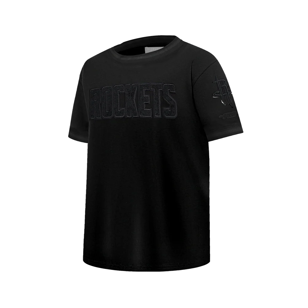 NBA HOUSTON ROCKETS TRIPLE BLACK BIG BOYS SS STRIPED RIB TEE (JET BLACK) - Image 2