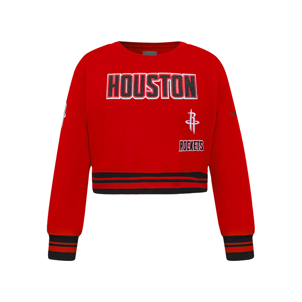 NBA HOUSTON ROCKETS RETRO CLASSIC BIG GIRLS RIB FLEECE CREWNECK (RED/BLACK)