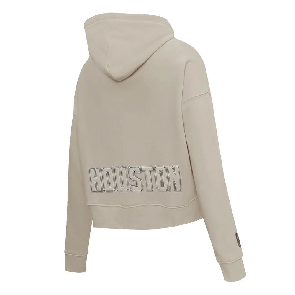 NBA HOUSTON ROCKETS NEUTRAL WOMEN'S CROPPED PULLOVER HOODIE (TAUPE) - Image 4