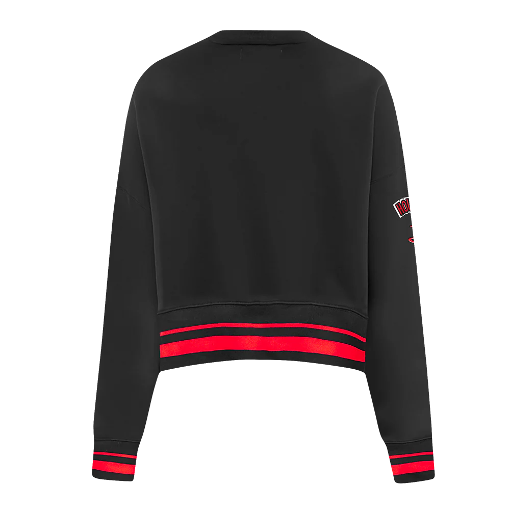 NBA HOUSTON ROCKETS MASHUP WOMEN'S RIB CREWNECK (BLACK/RED/BLACK) - Image 3