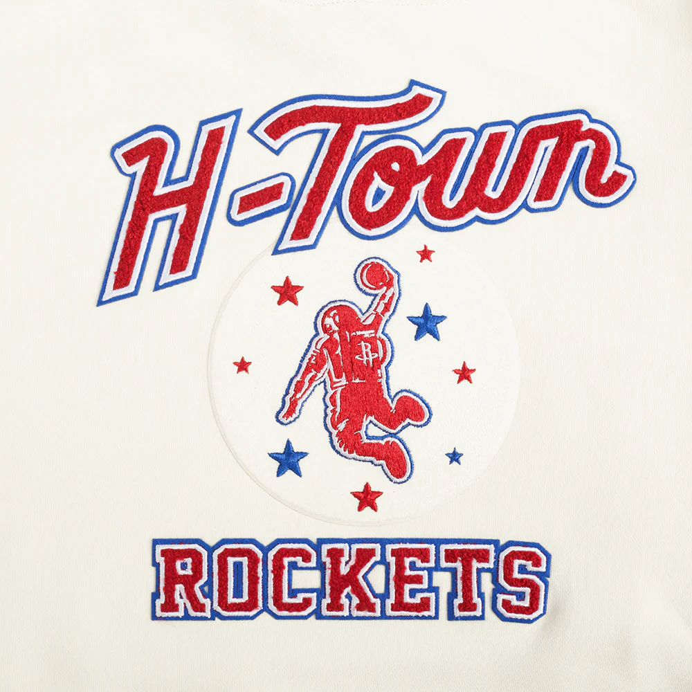 NBA HOUSTON ROCKETS CITY EDITION 25-26 WOMEN'S RIB FLC CROPPED PO HOODIE (EGGSHELL/ RED) - Image 5