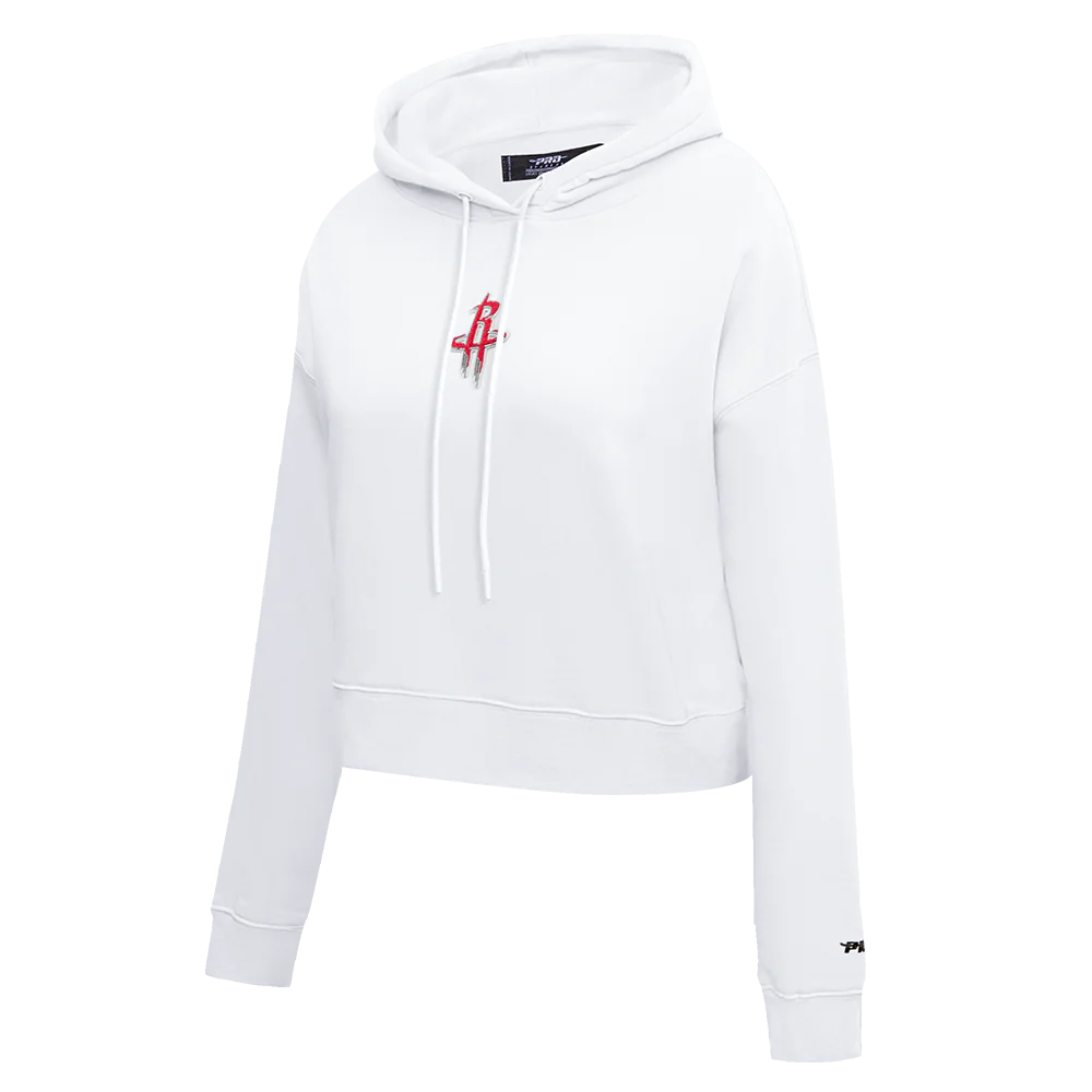 NBA HOUSTON ROCKETS CLASSIC FLEECE CROPPED PULLOVER HOODIE (WHITE) - Image 2