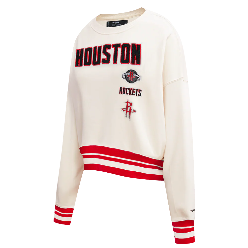 NBA HOUSTON ROCKETS RETRO CLASSIC WOMEN'S CREWNECK (EGGSHELL/ RED) - Image 4