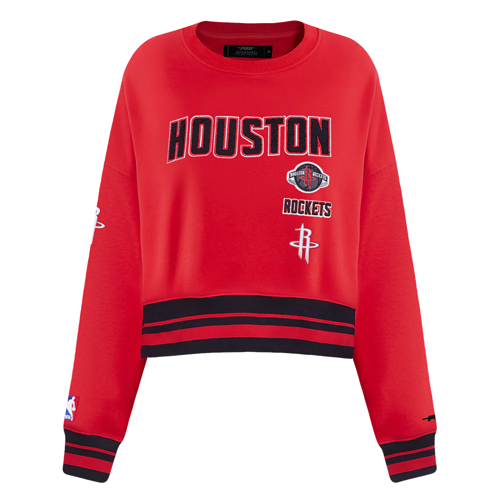 NBA HOUSTON ROCKETS RETRO CLASSIC WOMEN'S CREWNECK (RED/BLACK)