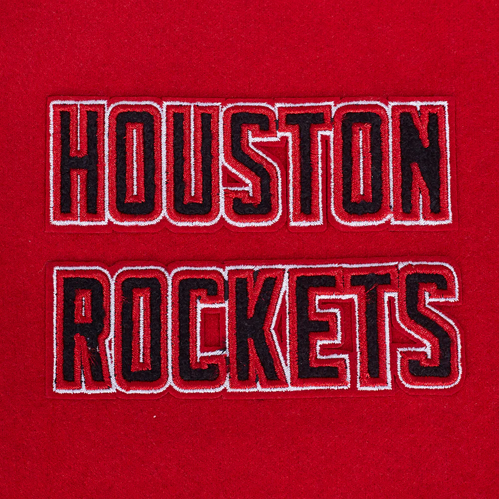 NBA HOUSTON ROCKETS RETRO CLASSIC WOMEN'S RIB WOOL VARSITY JACKET (RED/BLACK) - Image 6