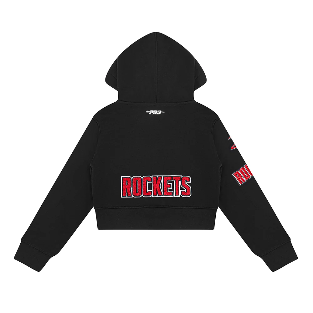 NBA HOUSTON ROCKETS CLASSIC LITTLE GIRLS FLEECE FULL ZIP HOODIE (BLACK) - Image 3