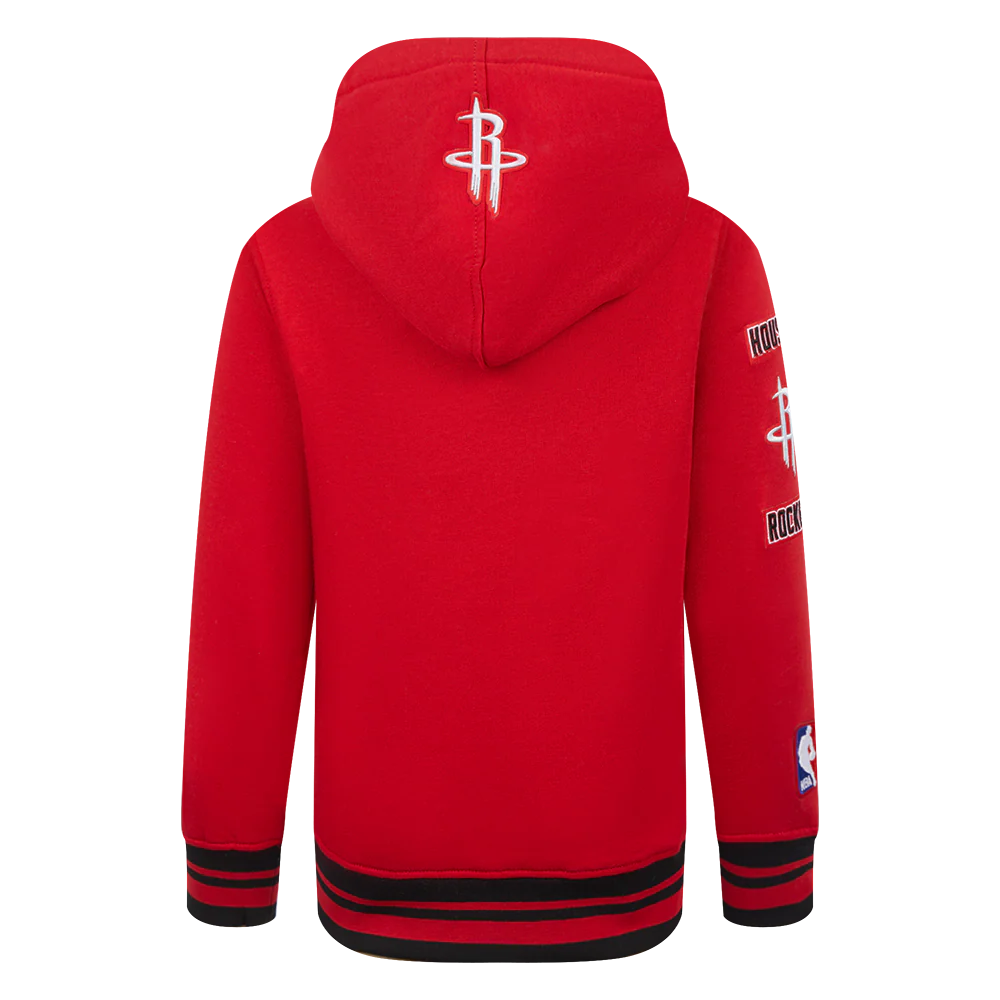 NBA HOUSTON ROCKETS RETRO CLASSIC TODDLER BOYS RIB FLEECE PULLOVER HOODIE (RED/BLACK) - Image 3
