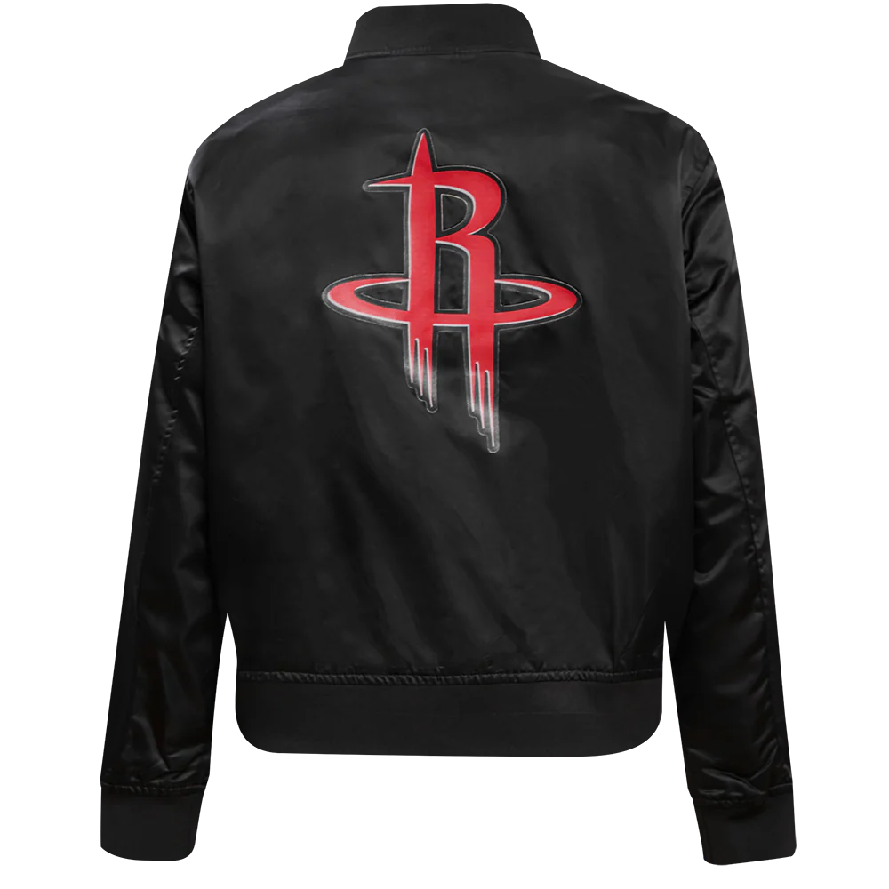 NBA HOUSTON ROCKETS CLASSIC WOMEN'S SATIN JACKET (BLACK) - Image 4