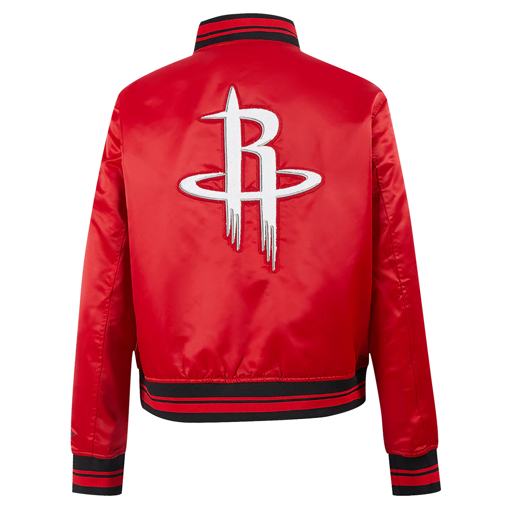 NBA HOUSTON ROCKETS RETRO CLASSIC WOMEN'S RIB SATIN JACKET (RED/BLACK) - Image 3