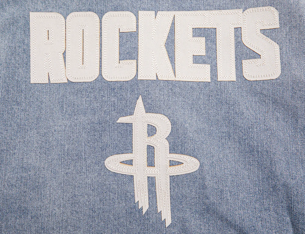 NBA HOUSTON ROCKETS VARSITY BLUES WOMEN'S DENIM VARSITY WOMEN'S JACKET (DENIM/LINEN) - Image 9