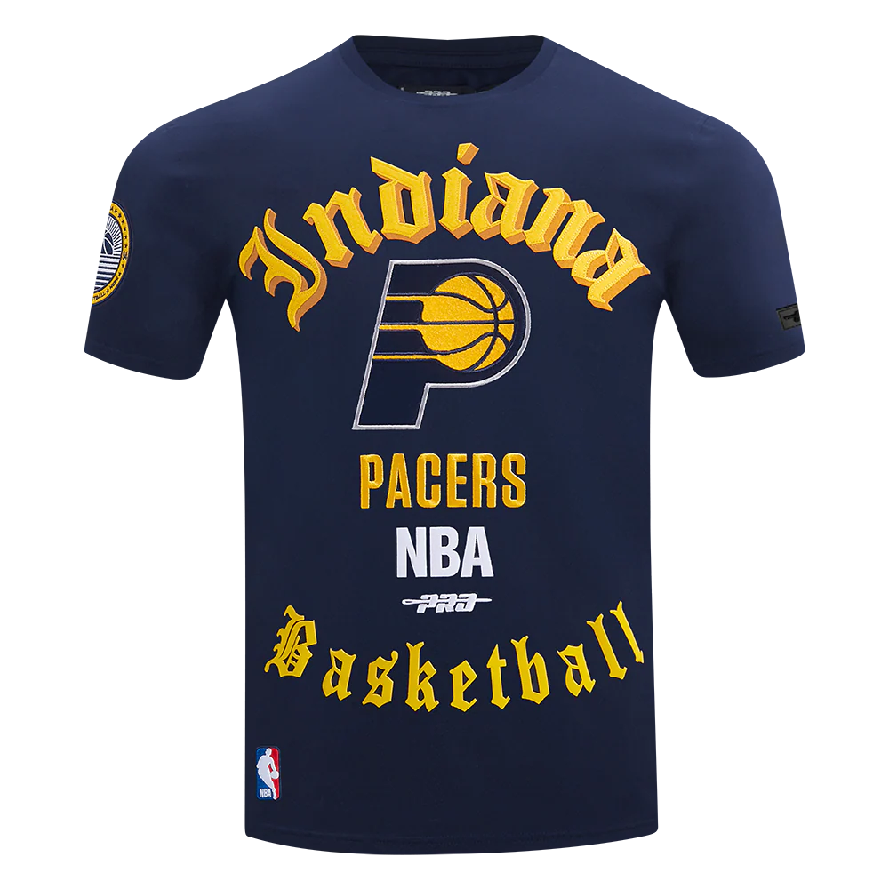 NBA INDIANA PACERS OLD ENGLISH MEN'S TEE (MIDNIGHT NAVY)