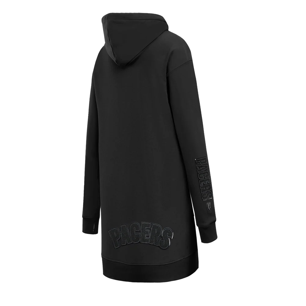 NBA INDIANA PACERS TRIPLE BLACK WOMEN'S FLC HOODIE DRESS (TRIPLE BLACK) - Image 4