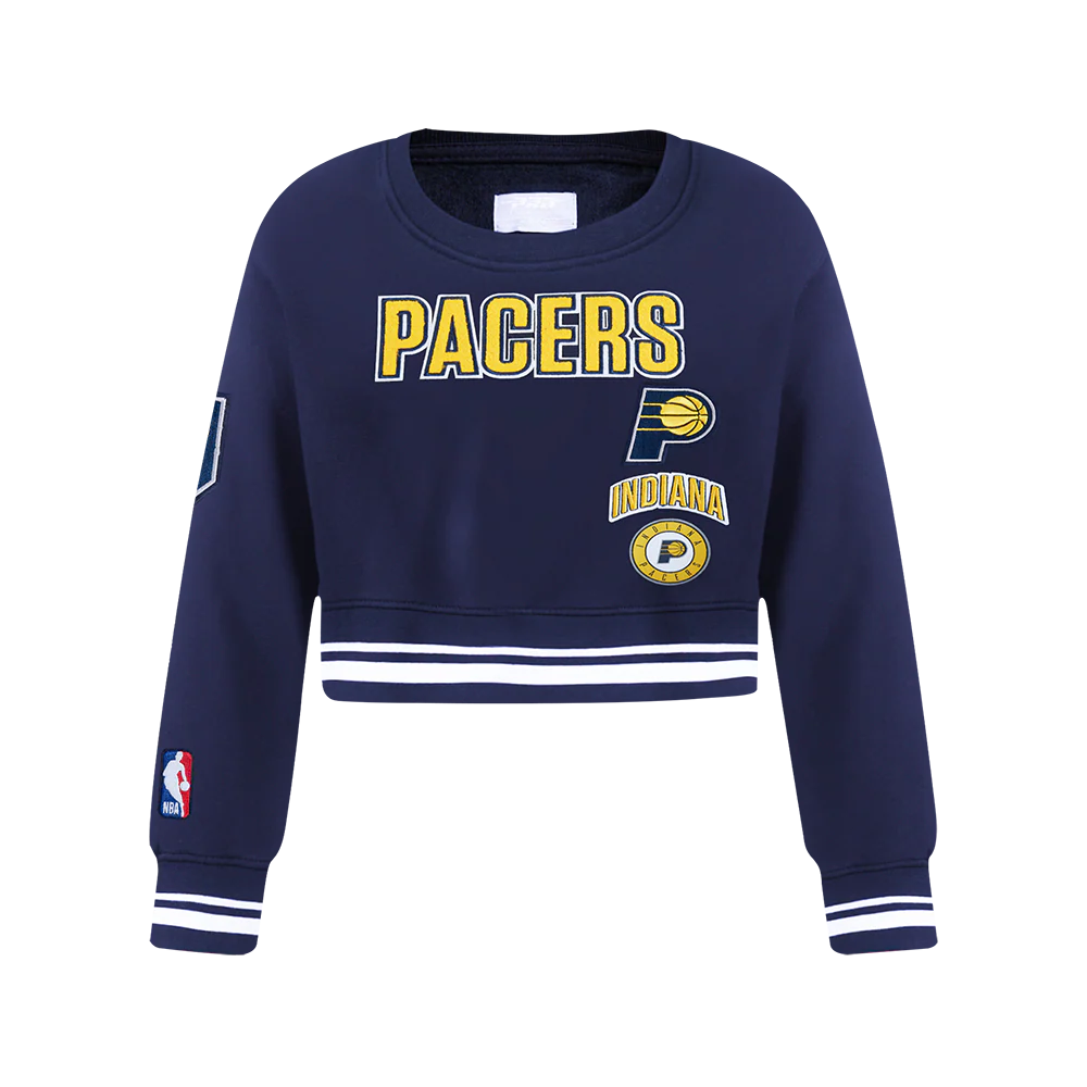 NBA INDIANA PACERS RETRO CLASSIC BIG GIRLS RIB FLEECE CREWNECK (MIDNIGHT NAVY)