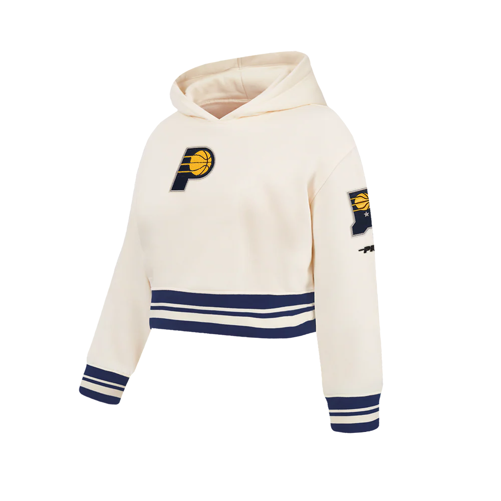 INDIANA PACERS RETRO CLASSIC BIG GIRL'S RIB FLC PO HOODIE (EGGSHELL/ MIDNIGHT NAVY) - Image 2