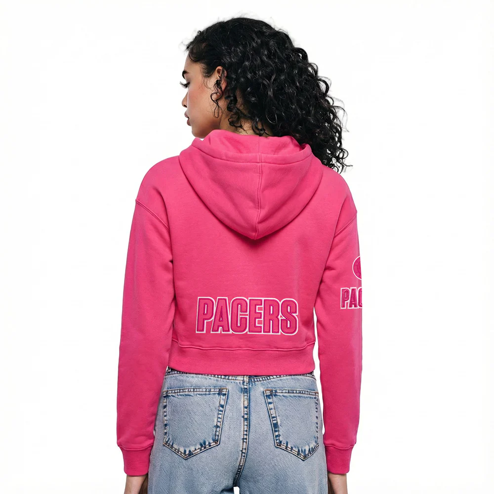 NBA INDIANA PACERS TRIPLE PINK WOMEN'S FLC CROPPED PO HOODIE (BEETROOT PURPLE) - Image 2