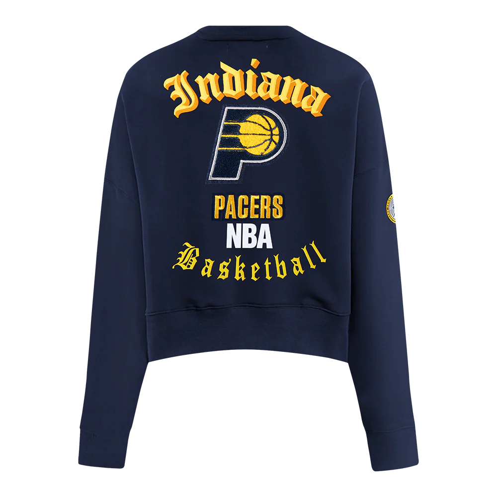 NBA INDIANA PACERS OLD ENGLISH WOMEN'S FLC CREWNECK (MIDNIGHT NAVY) - Image 3