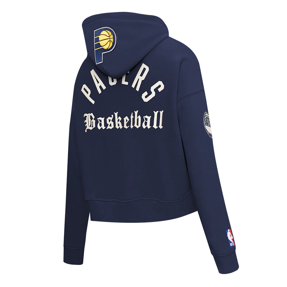 INDIANA PACERS MODERN ORIGINALS WOMEN'S FLC CROPPED PO HOODIE (MIDNIGHT NAVY) - Image 4