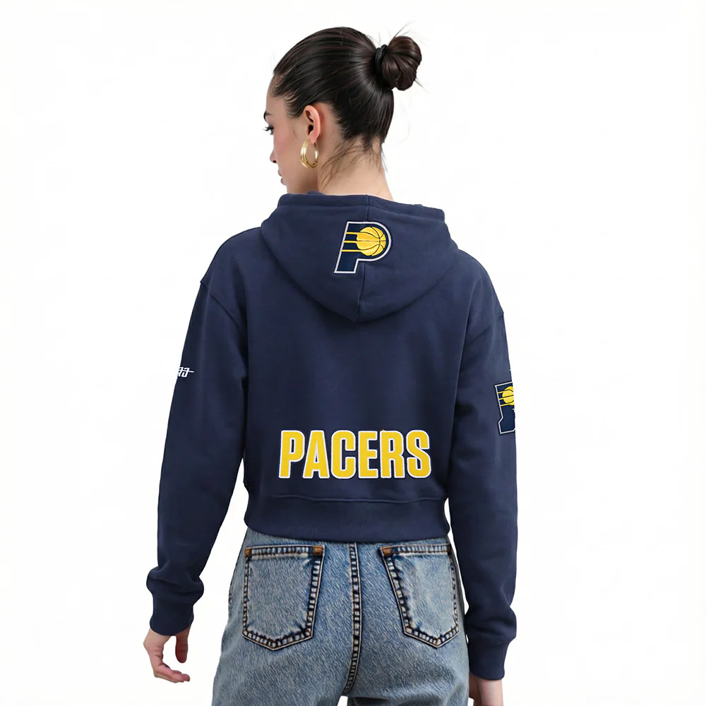 NBA INDIANA PACERS TYRESE HALIBURTON #0 CLASSIC PNN WOMEN'S FLC CROPPE (MIDNIGHT NAVY) - Image 2