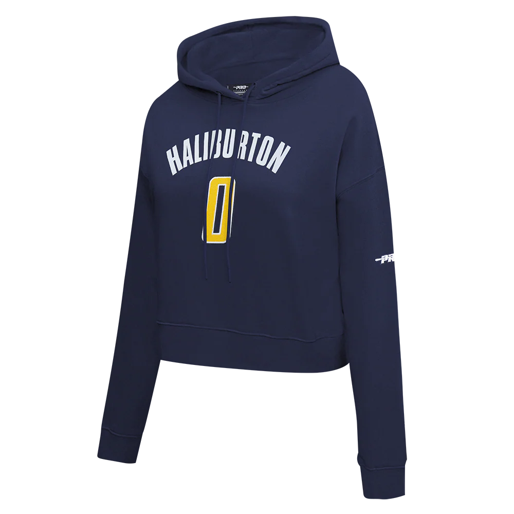 NBA INDIANA PACERS TYRESE HALIBURTON #0 CLASSIC PNN WOMEN'S FLC CROPPE (MIDNIGHT NAVY) - Image 5
