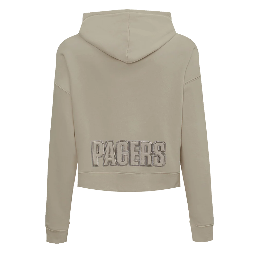 NBA INDIANA PACERS NEUTRAL WOMEN'S CROPPED FLC PO HOODIE (TAUPE) - Image 3
