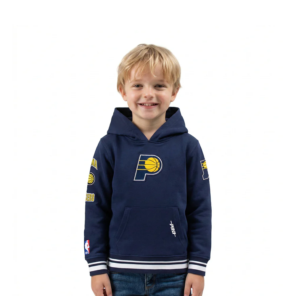 NBA INDIANA PACERS RETRO CLASSIC TODDLER BOYS RIB FLEECE PULLOVER HOODIE (MIDNIGHT NAVY)
