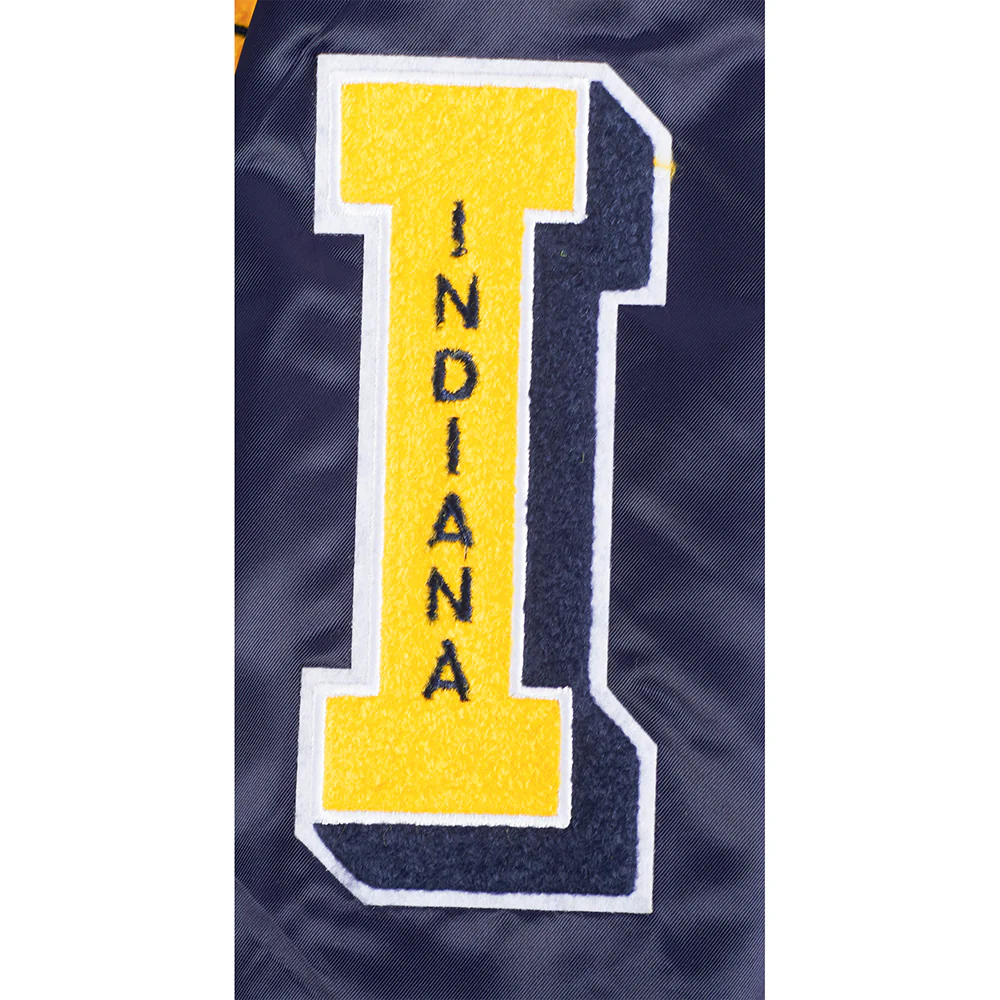 NBA INDIANA PACERS OLD ENGLISH WOMEN'S RIB SATIN JACKET (MIDNIGHT NAVY) - Image 5