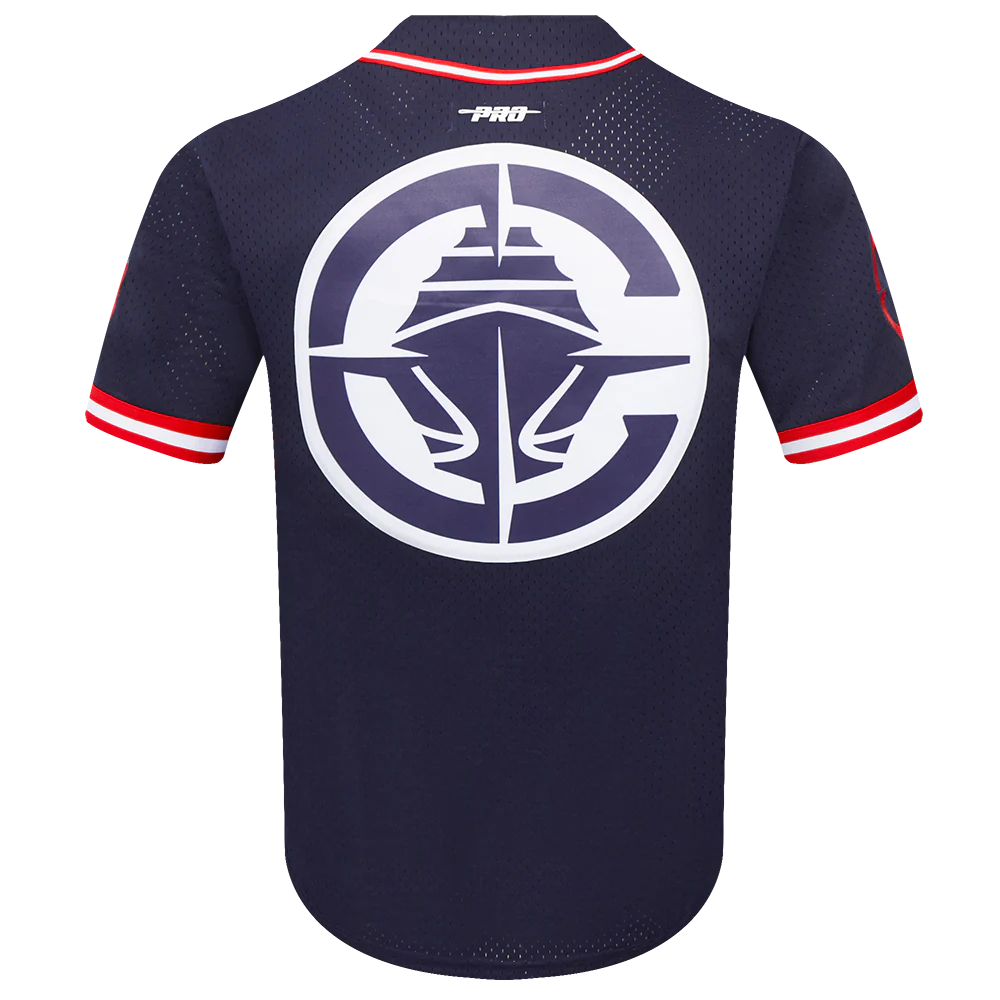 NBA LOS ANGELES CLIPPERS CLASSIC MESH MEN'S MESH BUTTON DOWN SHIRT (MIDNIGHT NAVY/RED) - Image 3