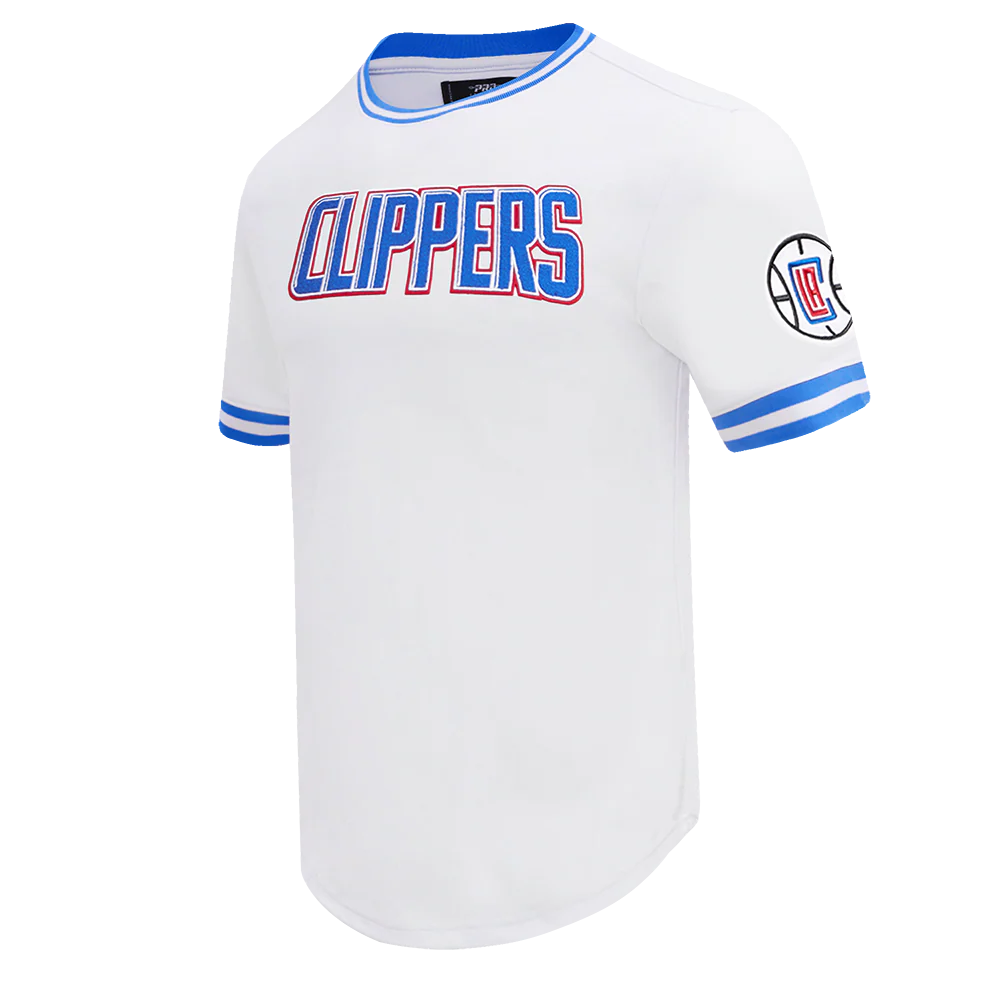 NBA LOS ANGELES CLIPPERS CLASSIC CHENILLE MEN'S DOUBLE KNIT TEE (WHITE/ROYAL BLUE) - Image 2