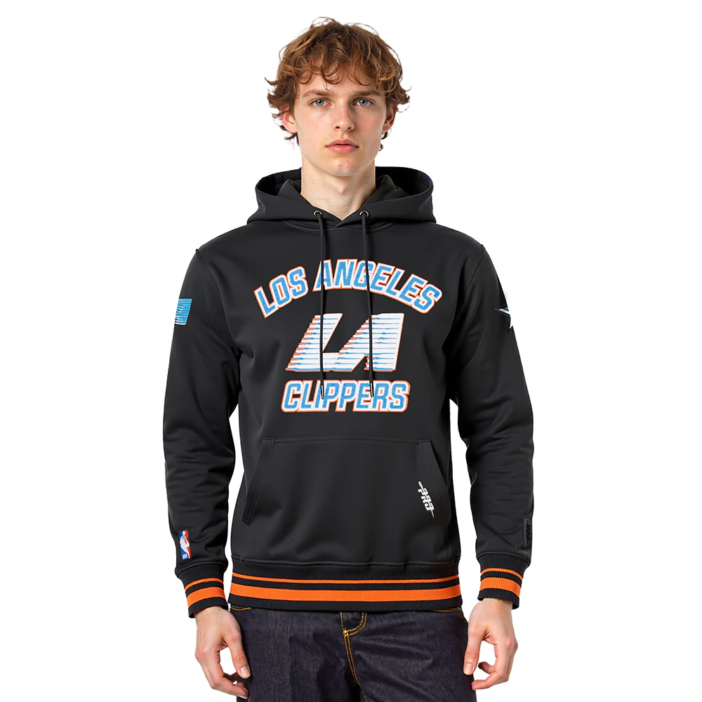 NBA LOS ANGELES CLIPPERS CITY EDITION 25-26 MEN'S RIB FLC PO HOODIE (BLACK/ORANGE)