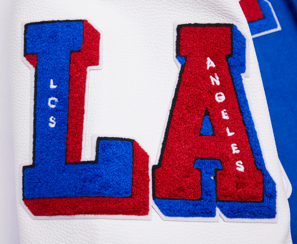 NBA LOS ANGELES CLIPPERS MASHUP MEN'S RIB WOOL VARSITY JACKET (ROYAL BLUE/RED) - Image 9