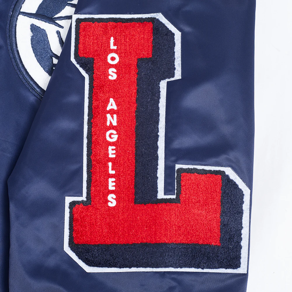 LOS ANGELES CLIPPERS CLASSIC OLD ENGLISH MEN'S RIB SATIN JACKET (MIDNIGHT NAVY/RED/MIDNIGHT NAVY) - Image 8