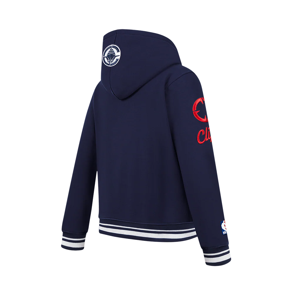 NBA LOS ANGELES CLIPPERS RETRO CLASSIC BIG BOYS RIB FLEECE PULLOVER HOODIE (MIDNIGHT NAVY) - Image 4
