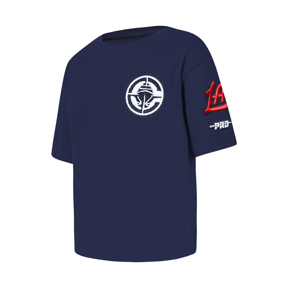NBA LOS ANGELES CLIPPERS CLASSIC BIG GIRLS SHORT SLEEVE BOXY TEE (MIDNIGHT NAVY) - Image 2
